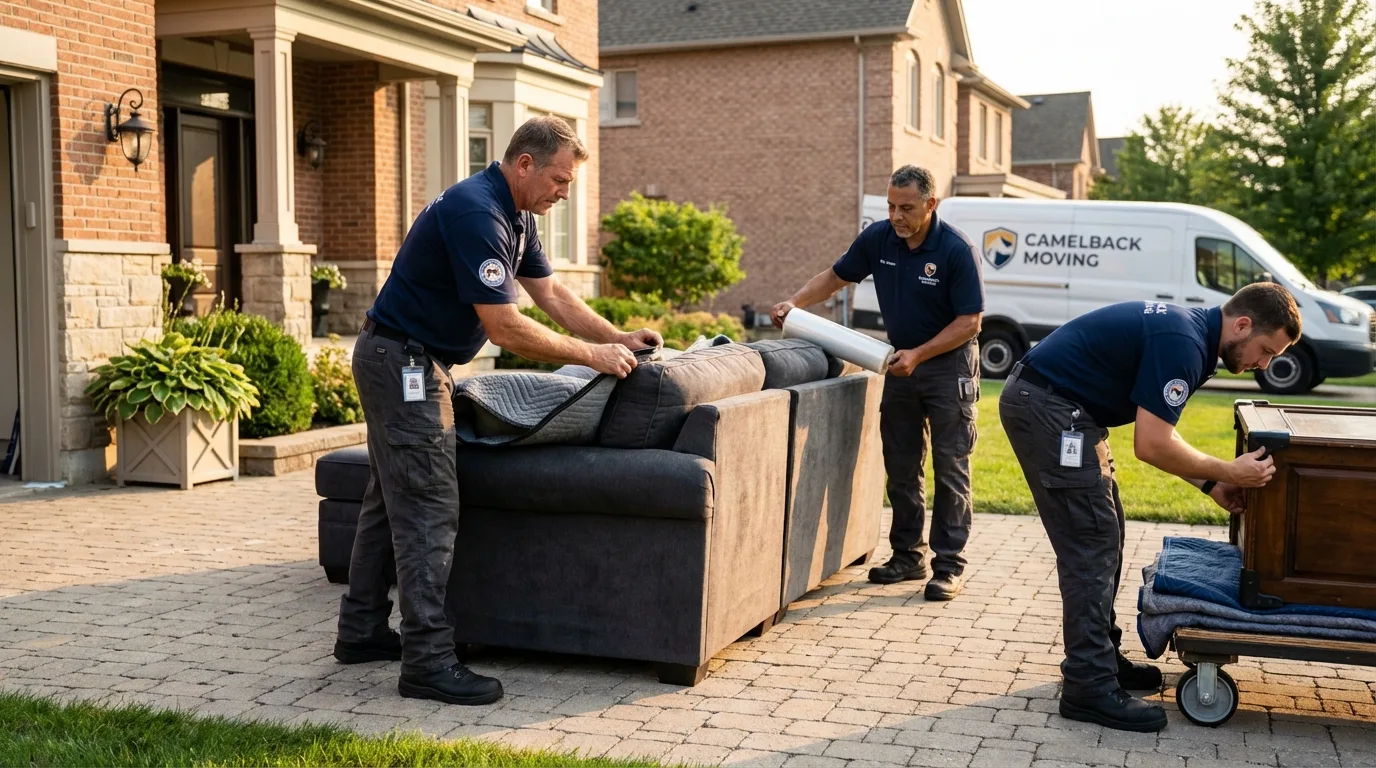 Large estate moving crew wrapping furniture in Madill, OK