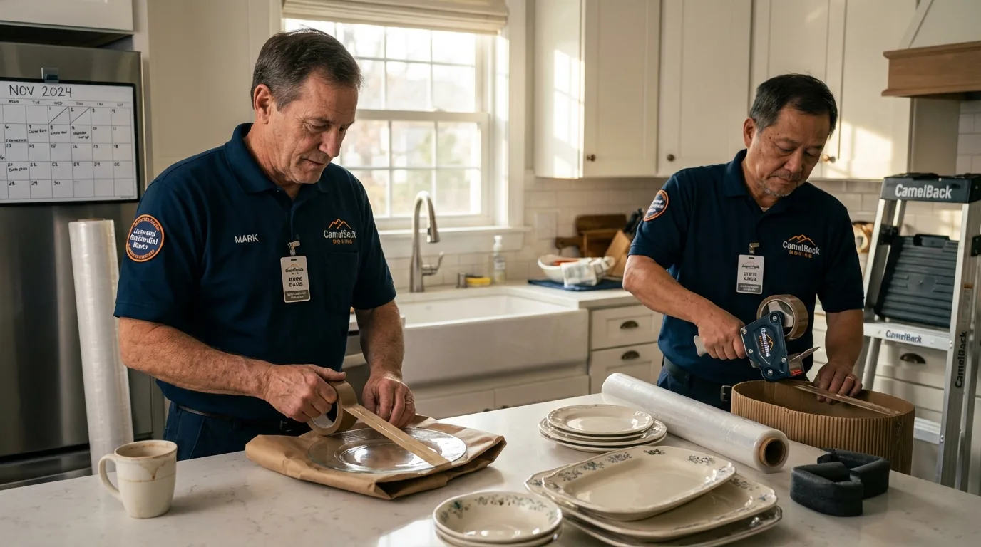 Professional crew packing kitchen dishware in Madill, OK